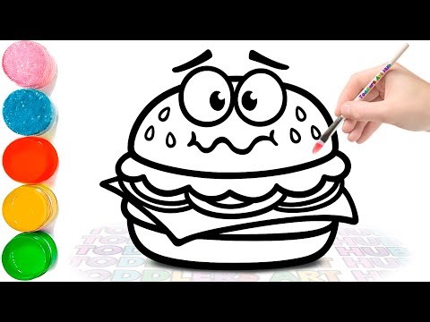 Cute Burger Drawing for Kids | How to Draw a Funny Cheeseburger