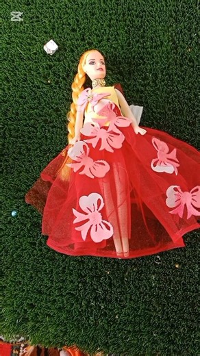 DIY Doll Dress Design: Transforming Paper into a Royal Red Gown! 👗✨ #dolldays #asmr