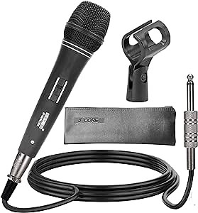 5 CORE Professional Dynamic Vocal Microphone Neodymium Cardioid Unidirectional Handheld Mic for Singing + 16ft Detachable Cable + Clip + Bag (Neodymium 235X, 1 Piece)