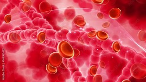 Motion graphic of blood cells on a DNA background