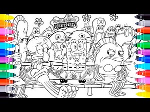 SpongeBob Coloring Pages / How to Draw and Color SpongeBob, Mr. Krabs, Plankton, Squidward