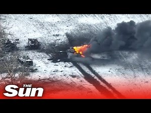 Ukrainian forces blow up Russian tanks as injured soldiers flee