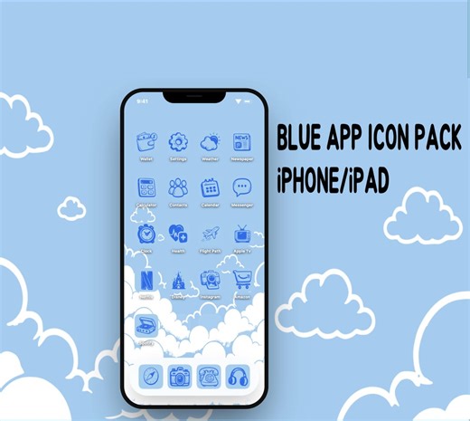 Blue App Icon Pack: 200  Icons & Wallpapers (iphone / Ipad) (digital Download - Etsy