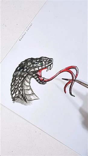 Snake Drawing 🐍 | Realistic snake art | #art #drawing #painting #satisfyingart #shorts