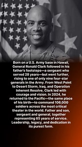 Born on a U.S. Army base in Hawaii, General Ronald Clark followed in his father’s footsteps—a sergeant who served 28 years—but went further, rising to one of only nine four-star generals in the Army. From West Point to Desert Storm, Iraq, and Operation Inherent Resolve, Clark led with courage and vision. In 2024, he returned to the Pacific—the same place of his birth—to command 106,000 soldiers across the most critical theater in the world. Father and son, sergeant and general, together represen