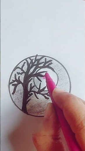 “Easy Pencil Art Tutorial for Beginners | Beautiful Tree Drawing in a Circle”