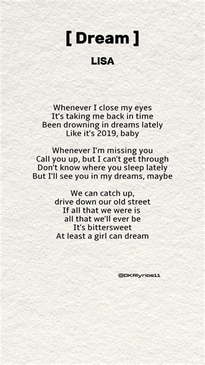 LISA | DREAM (lyrics) #lisa #alterego #dream #blackpink #fyp