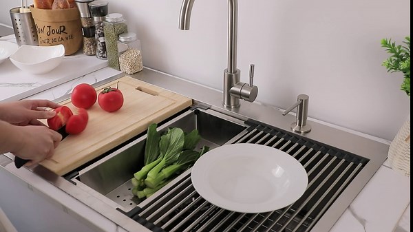 Kichae 33 Inch Drop in Kitchen Sink - 33x19 Drop Sink 16 Gauge Stainless Steel Sink Ledge Workstation Single Bowl Topmount Overmount Kitchen Sink Handmade Basin