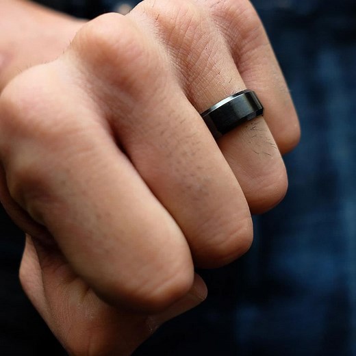 The Titan Men's Black Titanium Ring - Modern Gents