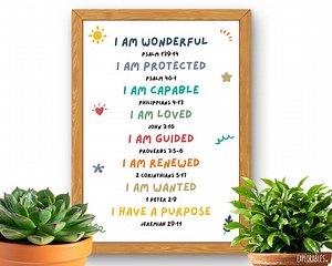 Identity in Christ Biblical Affirmation Posters for Children Various Colours Wall Art Decor Daily Reading Bible Verse Scripture Memory Verse - Etsy