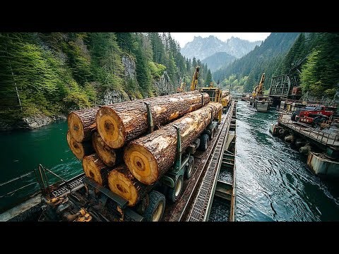 Cutting Giant Trees, Transporting Huge Logs, and Transforming Wood in a High-Tech Factory