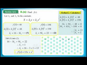 HKDSE 2016 Maths Core Paper 1 Q08: Partial Variation 部分變、 Simultaneous Equations、Quadratic equation