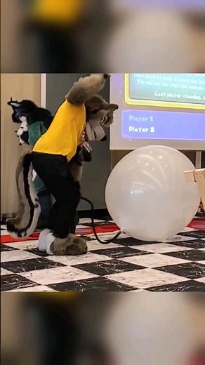 Big Balloon Pop at Fursuit Mario Party Game #balloon #balloon_pop