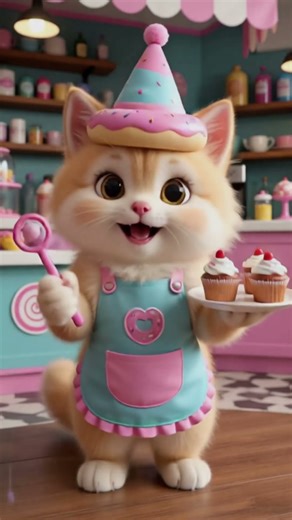 Meet the Sweetest Little Baker Cat! 🧁🐱 | Adorable 3D Animation
