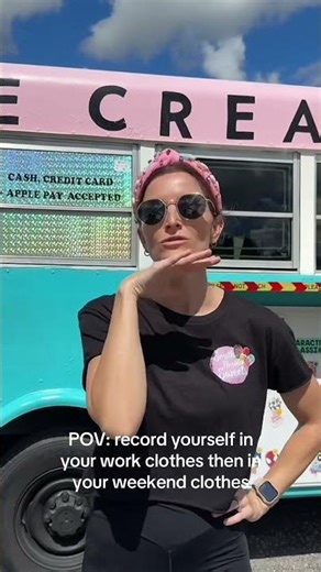 Hilarious Ice Cream Truck Lady Shows Off Her Weekend vs Work Outfits #icecreamlady #fyp