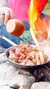 ASMR Cooking 🔥 Sizzling Chicken and Red Wine in a Rain Shelter