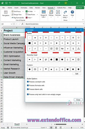 Insert Bullet Points in Excel: Two Easy Methods