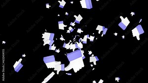 Falling Thumbs Up Shape Animation, 60fps, Social Media Reaction, Background, Loop, with Alpha Matte