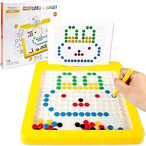 Magnetic Drawing Board for Toddlers 1-3|Magnetic Dot Art with Magnetic Pen & Beads for Kids Age 4-8,Outdoor Travel Toys Great Birthday Gifts for 5 6 7 Year Old Boys Girls