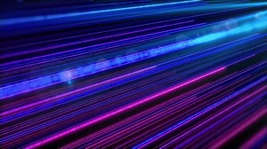 Digital glow line data transferring loop. Technology stream network neon glowing with lens flare 4K motion. Perspective View Futuristic background. | Premium Stock Video Footage