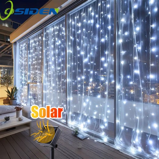 Solar Curtain Lights 100/200/300LED String Lights 8 Lighting Modes Outdoor Gardens Decoration Lights for Home Wedding Christmas | Lazada PH