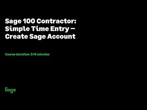 Sage 100 Contractor - Simple Time Entry - Create Sage account