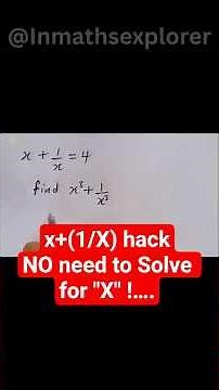 Can You Solve THIS Fastest Method for (x + 1/x) Algebra Questions — No Radicals #algebra #shorts