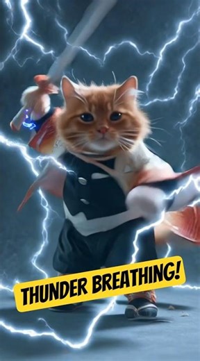 This Cat Went Full Zenitsu Mode ⚡🐱 Demon Slayer Style! #cat #zenitsu #cute