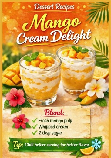 Mango Cream Delight | Easy No Bake Dessert Recipe
