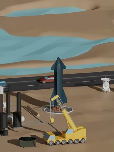 Blender 2.83 SpaceX Starship Liftoff Animation Low Poly