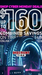 Get up to $160 in combined savings on select sets of 4 tires and wheels from top brands. Online special. Offer ends 12/4. | Discount Tire | Facebook