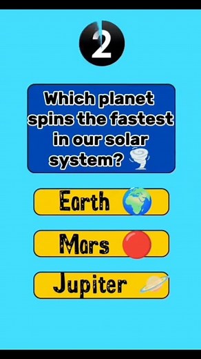 Which planet spins the fastest in our solar system? #fyp #foryou #trend #iceland #guesstheflag #flagquiz #quiz #nowyouknow ... #fypỳ #Quiz #quiztime #QuizTime #USA #generalknowledge #UK #quizsnapper #islamicvideo #trivia #USA #islamicpost #QuizTime #BrainChallenge #FunQuiz #TestYourknowledge #DailyQuiz #SmartChallenge #GuessTheAnswer #MindGames #usareels #populationcollapse | English question quiz