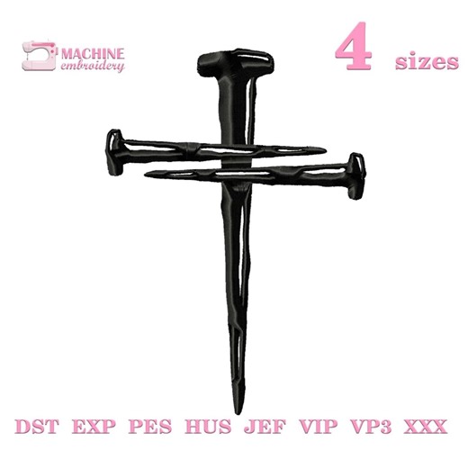 Christian Cross Embroidery Design Jesus Cross Nails Machine Embroidery Pattern 4 Sizes, Embroidery Files Religious Cross #R63 - Etsy