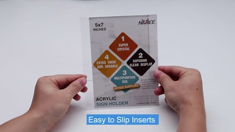 NIUBEE 8.5x11 Acrylic Sign Holders, Clear Sign Holder with Dual-Adhesive Strips, Wall Mount Sign Memo Document Holder for Office, Home, Store, Restaurant-No Drilling,6Pcs