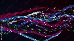 Abstract animation of ropes made in a graphic editor. Ropes. 3D generated.Animation with camera movment.