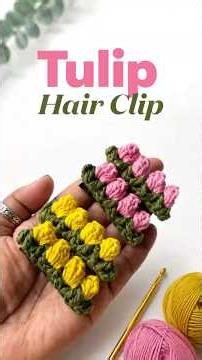 Tulip Hair Clip tutorial 🌷🧶 #tuliphairclip #crochet #tutorial #oolioocraft