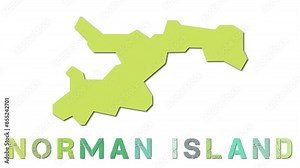 Norman Island map with paper regions. Animated island map growing from regions and title letters falling down. Stylish 4K animation.