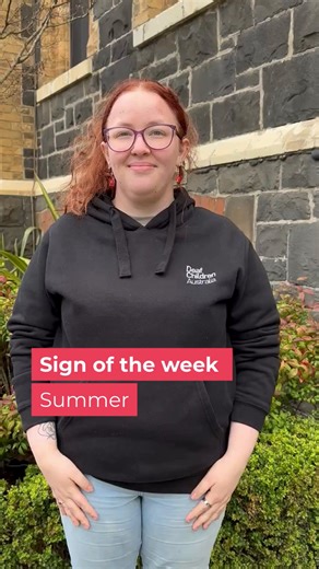 Auslan Sign of the Week is all about sunshine and good vibes. Summer. A bright and warm sign that captures the feeling of long days, beach trips, and time spent outdoors with family and friends. What are your plans this summer? 📚 Explore here: https://www.deafchildrenaustralia.org.au/resource-2/ #AuslanWordOfTheWeek #LearnAuslan #DeafChildrenAustralia #InclusiveCommunication #AuslanLearning #Family | Deaf Children Australia