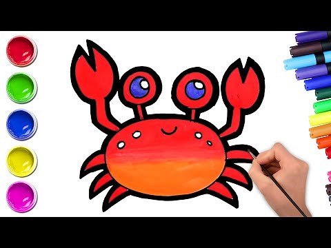 How To Draw A Crab🦀| Easy Drawing And Coloring For Kids | Chiki Art | HooplaKidz How To