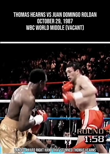 THOMAS HEARNS VS JUAN DOMINGO ROLDAN OCTOBER 29, 1987 #boxing #boxingtraining #alj2025 #jalalaljanabi #2024viralvideo #boxeo #boxingworkout #fypviralシ #worldboxing #fy | Jalal Aljanabi