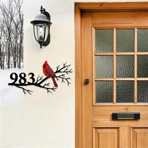 Personalized Metal Address Plaque, Custom House Number With Bird, Outdoor Metal Wall Art - Etsy
