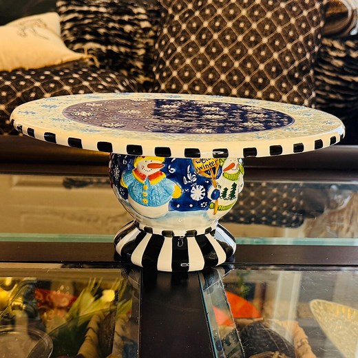 Pfaltzgraff Snow Bear Pedestal Cake Plate Featuring a Whimsical Hand-painted Design - Etsy