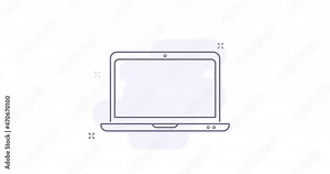 laptop 4k video animation. emerging laptop animated outline icon. for web design, mobile apps, ui design