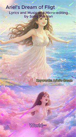 Ariel's Dream of Flight ~MV- / by AI Singer / Lyrics and Music and Micro-editing by Song Pin-xian#翻唱