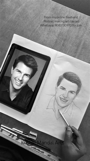 Drawing Tom Cruise using loomis method #artshorts #arttutorial #artvideo #freehandsketch #tomcruise