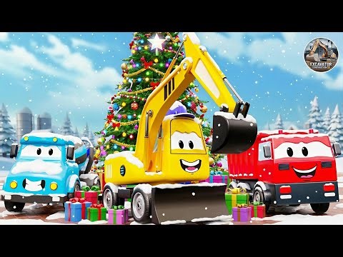 3D Construction Project: Excavator, Dump Truck, Police Car Build A Christmas Tree For The City