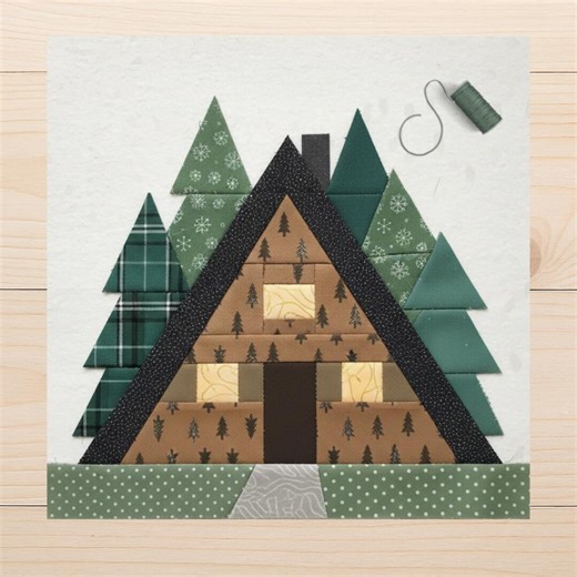 Cozy Cabin House FPP Quilt Block • Foundation Paper Piecing Pattern • Woodland Quilt • 4 Sizes - Etsy