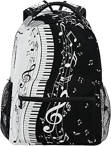 QUGRL Piano Music Note School Backpack for Girls Boys Large Bookbag Laptop Computer Bag Casual Hiking Travel Daypack Backpack Schoolbag for Teens College 16 Inch