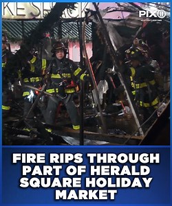 One firefighter was seriously injured after a fire broke out at the Herald Square Holiday Market, officials said Read more: https://pix11.com/news/local-news/manhattan/firefighter-seriously-injured-in-herald-square-holiday-market-fire-fdny/ | PIX11