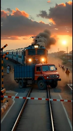 Lorry or Train Ki Takkar 😱 | Truck vs Train Accident | #shorts